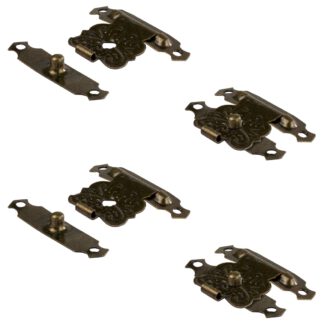 Set bestehend aus 4 Stück hochqualitativen SISO / UMAXO® Verschlüssen, für kleine dekorative Schachteln, Kisten oder Schmuckschachteln. Mini-Riegel inkl. Befestigungsschrauben - Bronze (30.00.052)