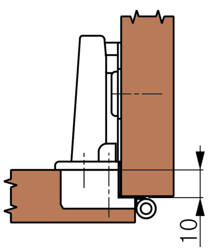 Zwei Stück UMAXO 180° Eingelenkscharnier (für Falztüren) Zamak, messing brüniert. SET (2 x Scharnier, 2 x Montageplatte). Als Ersatz für NEXIS SLIDE-ON 80 (MEPLA) – Bild 4