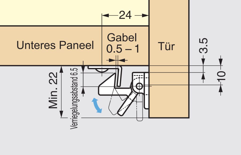 Hebelverschluss schwarz, Fingerschnäpper aus Polyamid mit einer Gegenplatte aus Stahl, LL-66BL. Anwendung