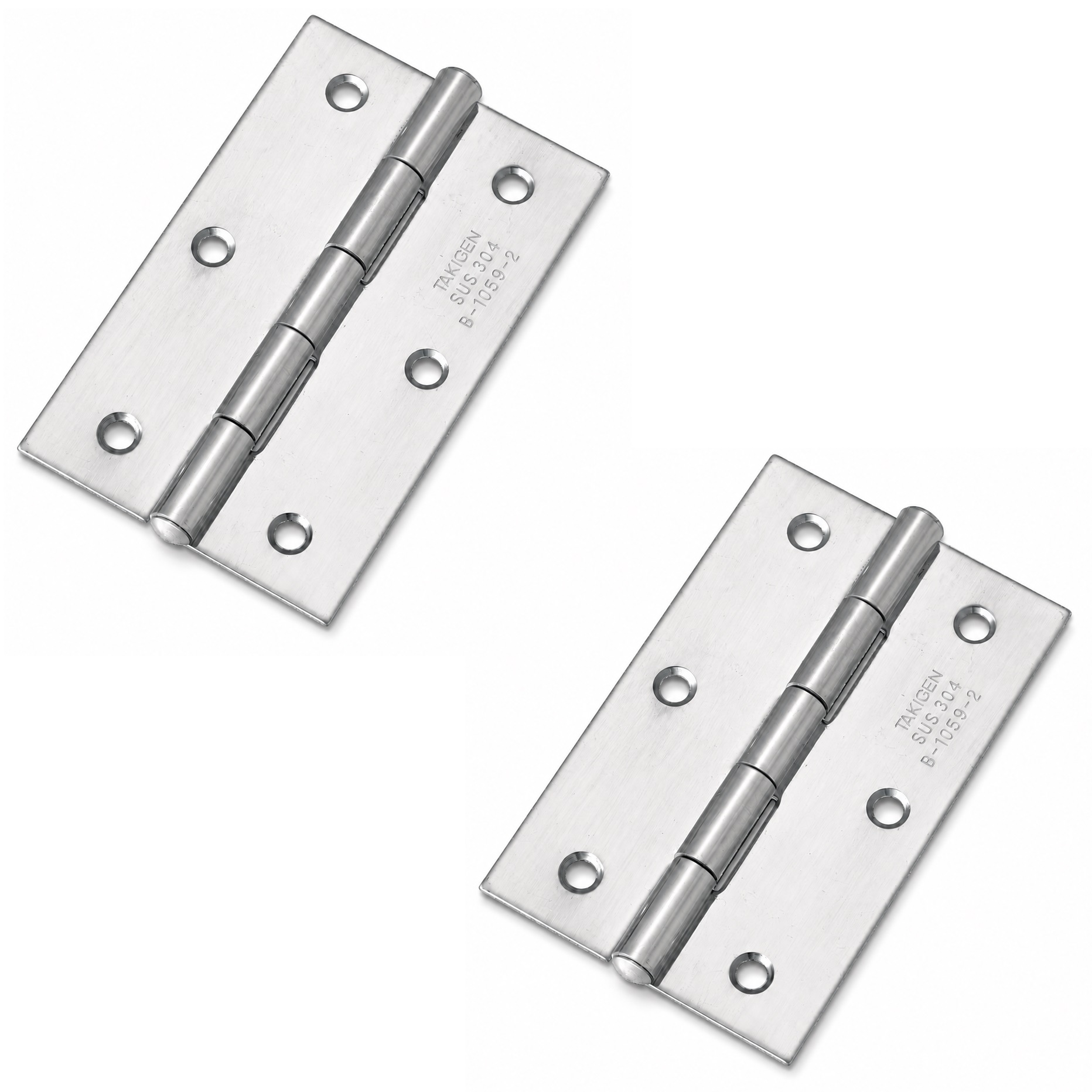 2 Stück hochwertiges Aufschraubscharnier, aus Edelstahl SUS304, Tragkraft: 10 kg (22 lbs), 76 mm (2-63/64″), B-1059-2. Robustes Flachscharnier für Maschinentüren, Gehäusetüren, Wartungsklappen und vieles mehr, von TAKIGEN (Japan)