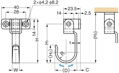 Beweglicher Edelstahlhaken, aus rostfreiem Edelstahl, Oberfläche: glänzend poliert, 62 mm (2,5″), UC-055. Schaukelhaken für Wand, Decke, Badezimmer, Außenbereich, Schwimmbad und viel mehr, von Sugatsune / LAMP® (Japan) – Bild 3