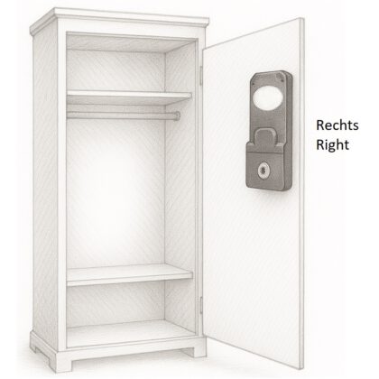 Bezahlmünzschloss mit Münzbehälter für 1-Euro-Münze, 14.60.249-1, von SISO, Ausführung: rechtsschließend. Anwendungsbeispiel