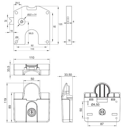 Bezahlmünzschloss mit Münzbehälter für 2-Euro Münze, Ausführung: rechts, 14.60.252-0+14.60.210-0. Einwurfmünzschloss mit Münzbehalt für Club, Schwimmbad und viel mehr, von SISO Denmark – Bild 3