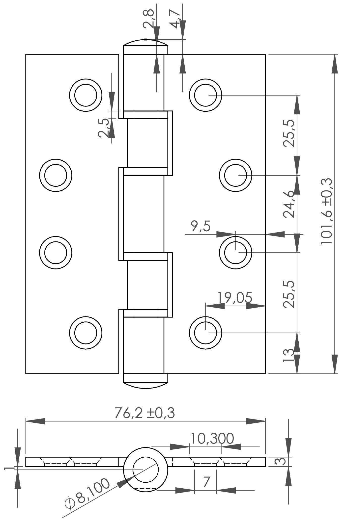 Edelstahlmöbelscharnier aus SUS304 (V2A) mit integrierter Soft