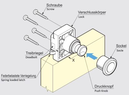 Hochwertiger Druckknopf-Verschluss mit Grifffunktion, aus Messing, Oberfläche: goldfarbig, glänzend poliert, Ausführung: rund, TLP-G und TLP-LBM(W). Massiver Druckknopf für Wohnwagen, Yacht und viel mehr, von Sugatsune / LAMP® (Japan) – Bild 7