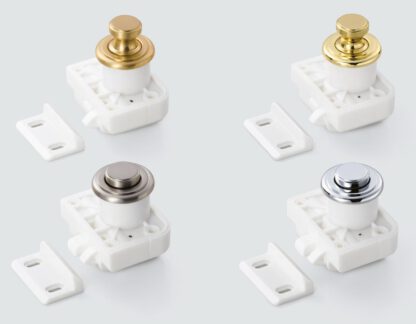 Hochwertiger Druckknopf-Verschluss mit Grifffunktion, aus Messing, Oberfläche: goldfarbig, glänzend poliert, Ausführung: rund, TLP-G und TLP-LBM(W). Massiver Druckknopf für Wohnwagen, Yacht und viel mehr, von Sugatsune / LAMP® (Japan) – Bild 6