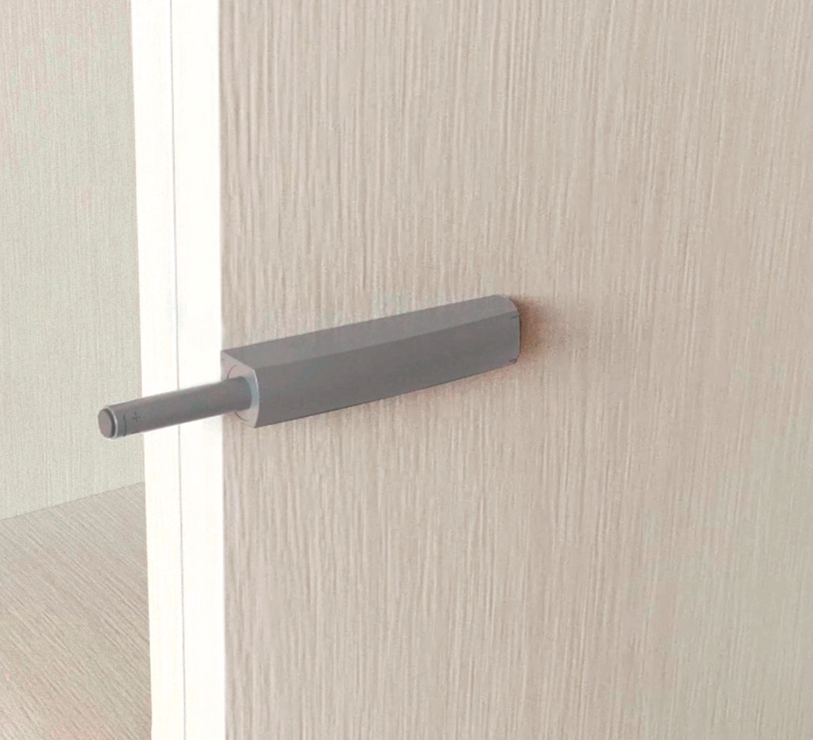 2 Stück eleganter Druckschnäpper, mit Montagegehäuse, Oberfläche: grau, Ausführung: nicht magnetisch, 1900221. Stabiler Push-to-open Türöffner für Möbeltüren, Schranktüren, Klappen und vieles mehr, von EMUCA – Bild 6