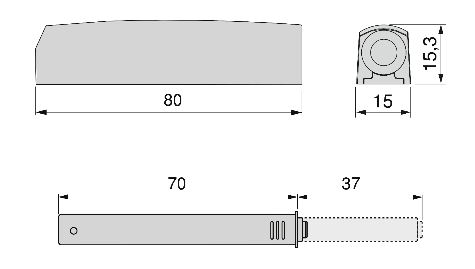2 Stück eleganter Druckschnäpper, mit Montagegehäuse, Oberfläche: grau, Ausführung: nicht magnetisch, 1900221. Stabiler Push-to-open Türöffner für Möbeltüren, Schranktüren, Klappen und vieles mehr, von EMUCA – Bild 2