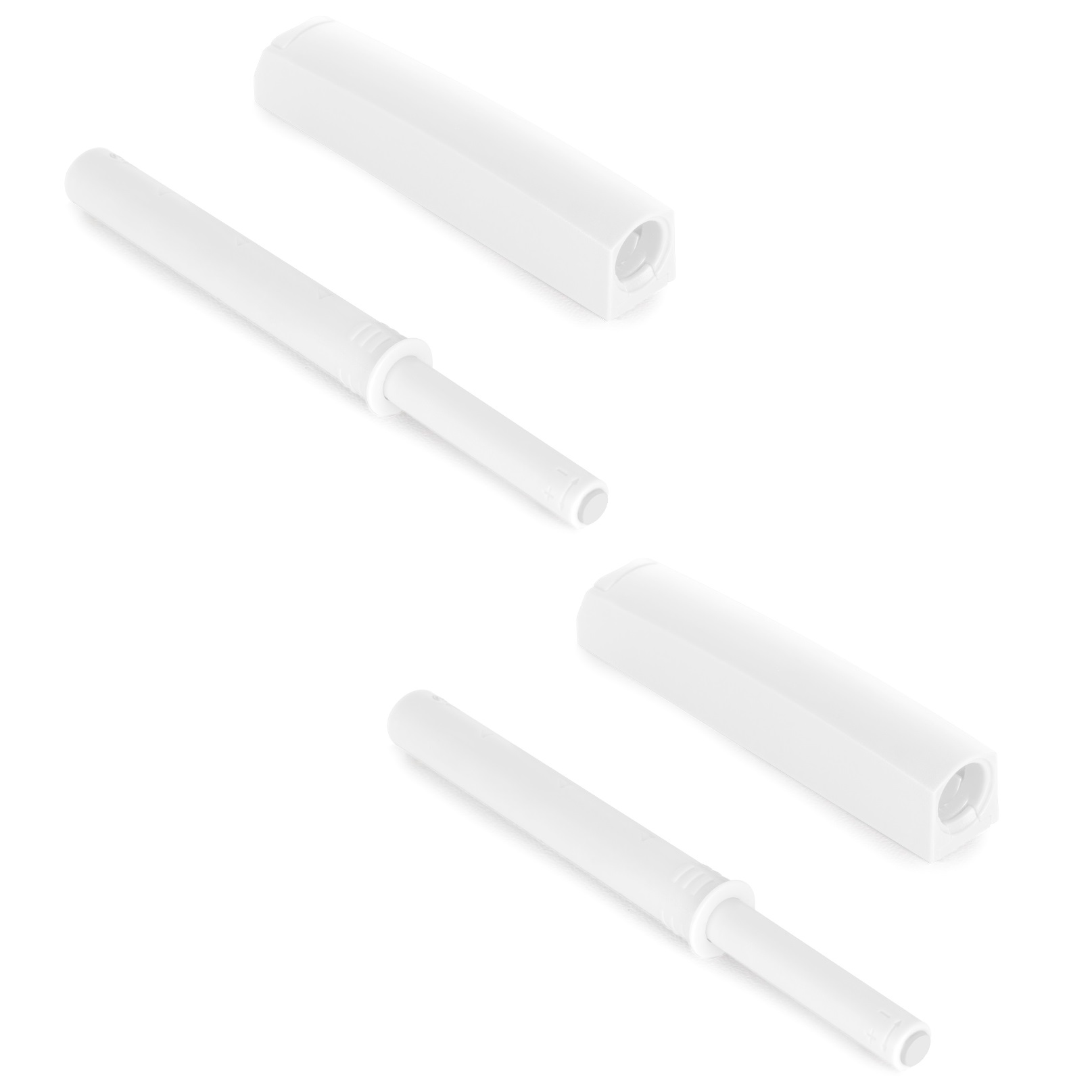 2 Stück eleganter Druckschnäpper mit Montagegehäuse, Oberfläche: weiß, Ausführung: nicht magnetisch, 1900215. Stabiler Push-to-open Türöffner für Möbeltüren, Schranktüren, Klappen und vieles mehr, von EMUCA