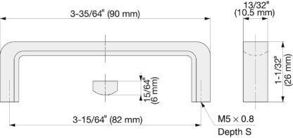 Edelstahl-Türgriff V2A (SUS304), 90 mm (3,6″) FB-90. Hochwertiger massiver Edelstahl-Türgriff aus rostfreiem Edelstahl V2A (SUS304), glänzend poliert, für feuchte Umgebungen, Schiffe, Lebensmittelbereich, Medizinbereich von Sugatsune / LAMP® (Japan) – Bild 2