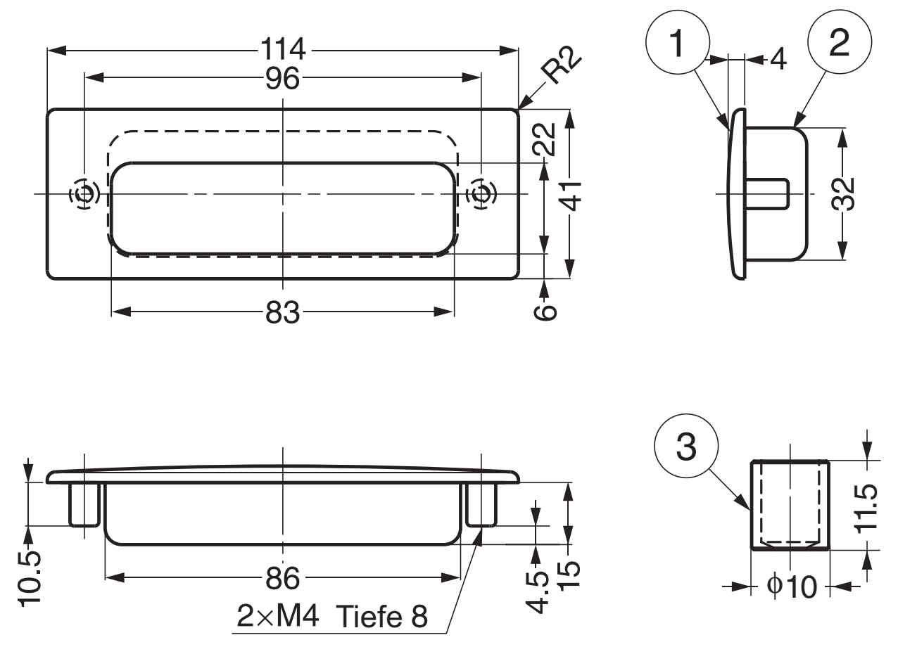 Edelstahlgriffmuschel V4A, 114 mm (4,5″) HH-KS114M und HH-KS114S.  Griffmuschel aus feinstem korrosionsfreiem Edelstahl V4A (SUS316) zur  Montage auf Blech und Holz geeignet für feuchte, raue und hochkorrosive  Umgebungen von Sugatsune / LAMP® (