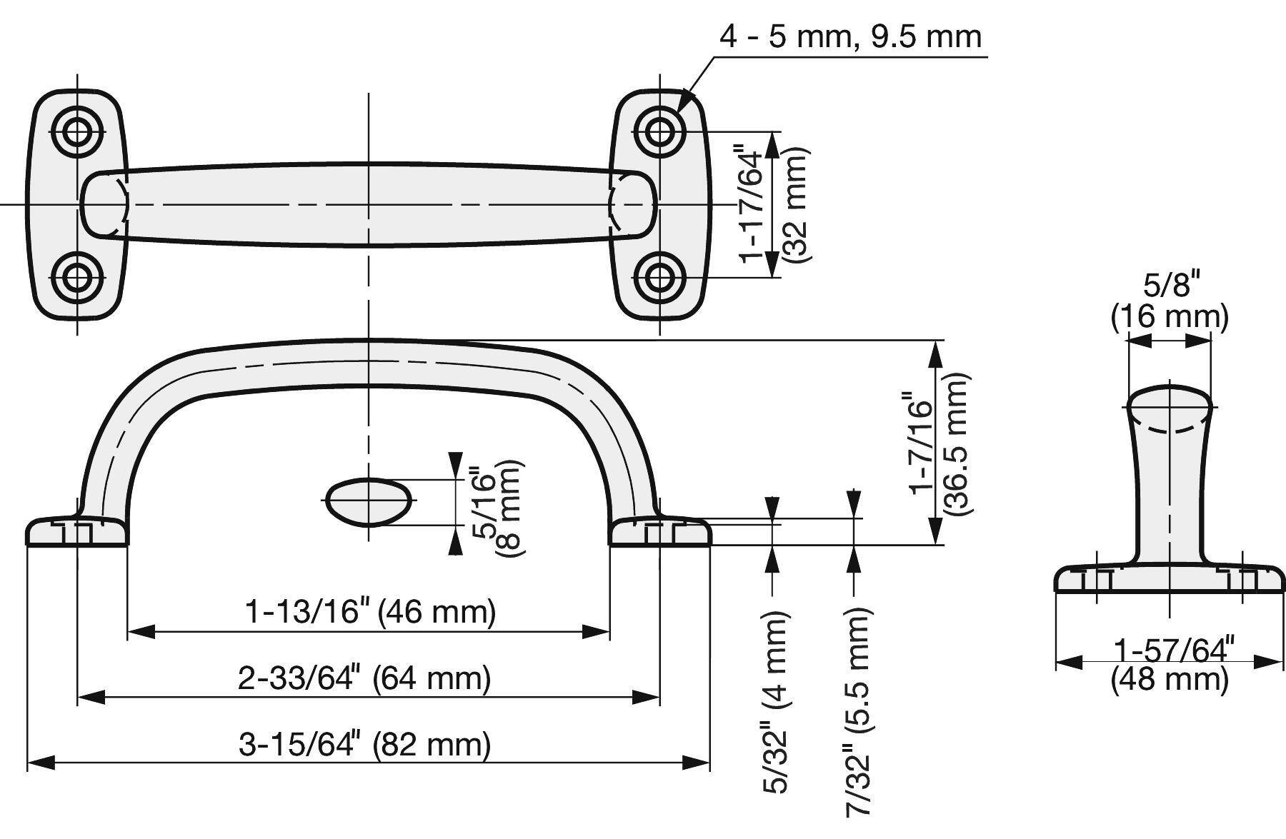 Edelstahlmöbelgriff SUS316, 82 mm (3,3″) 4LC-82. Griff aus 