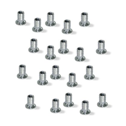 20 Stück hochwertige Einpressmutter mit Innengewinde M6, aus Stahl, Oberfläche: verzinkt, 13,6 mm (17/32″), 8066705. Praktische Einschlagmuffe mit Bund für Möbelverbindungen und viel mehr, von EMUCA