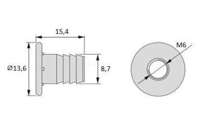 20 Stück hochwertige Einpressmutter mit Innengewinde M6, aus Stahl, Oberfläche: verzinkt, 13,6 mm (17/32″), 8066705. Praktische Einschlagmuffe mit Bund für Möbelverbindungen und viel mehr, von EMUCA – Bild 2