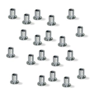 20 Stück hochwertige Einpressmutter mit Innengewinde M8, aus Stahl, Oberfläche: verzinkt, 20 mm (25/32″), 8029105. Praktische Einschlagmuffe mit Bund für Möbelverbindungen und viel mehr, von EMUCA