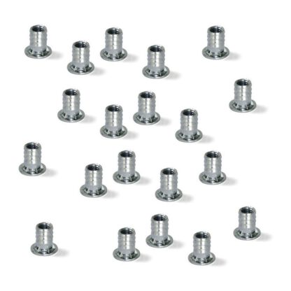 20 Stück hochwertige Einpressmutter mit Innengewinde M8, aus Stahl, Oberfläche: verzinkt, 20 mm (25/32″), 8029105. Praktische Einschlagmuffe mit Bund für Möbelverbindungen und viel mehr, von EMUCA