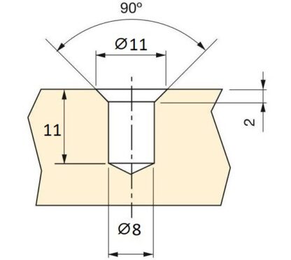 20 Stück hochwertige Einschraubmuffe mit M6 Innengewinde, Senkkopf mit Innensechskant und Abdeckrand, aus massivem Zinkdruckguss, 10 mm (0,4″), 8028001. Einschraubmutter für Möbel, Holzplatte, Spanplatte, Tisch und viel mehr, von EMUCA – Bild 3