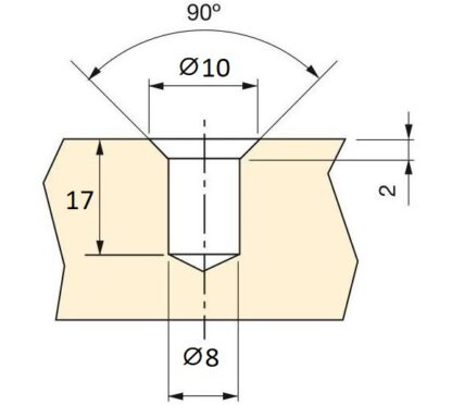 20 Stück hochwertige Einschraubmuffe mit M6 Innengewinde, Senkkopf mit Innensechskant und Abdeckrand, Oberfläche: verzinkt, 17 mm (0,7″), 8007705. Einschraubmutter für Möbel, Holzplatte, Spanplatte, Tisch und viel mehr, von EMUCA – Bild 3