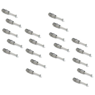 20 Stück Expansionsbolzen, aus Stahl und Kunststoff, Oberfläche: verzinkt, 21,6 mm (27/32″), 5912805. Spreizbarer Verbindungsdübel für Exzenterverbinder, Regalböden, Schrankteile und vieles mehr, von EMUCA