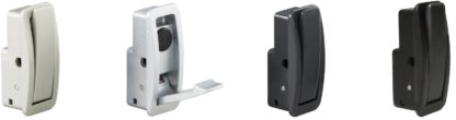 Hochwertiger Federklapphaken zum Einlassen, Oberfläche: schwarz, 60 mm (2,4″), Ausführung: mit Soft-Close Schließdämpfung, NF-60D-BL. Klapphaken mit Schließautomatik und Soft-Close für Caravan, Yacht und viel mehr, von Sugatsune / LAMP® (Japan) – Bild 5