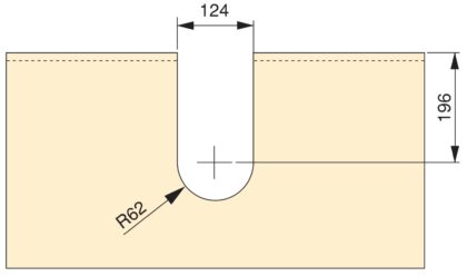 Gebogener Siphonausschnitt 3044421 von EMUCA, grau. Montagezeichnung