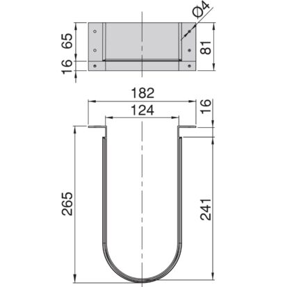 Gebogener Siphonausschnitt 3044421 von EMUCA, grau. Technische Zeichnung
