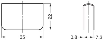 Gegenplatte für Glasstärke 6 mm (15/64″) K-110B und K-110-P6, 35 mm (1-3/8″) von Sugatsune, schwarz. Technische Zeichnung