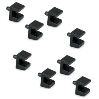 8 Stück hochwertiger Glasbodenträger, Oberfläche: schwarz, 5 mm (13/64″), 4007953. Glasbodenhalter für Glasregalböden, Glasschrankböden, Badezimmerschränke und vieles mehr, von EMUCA