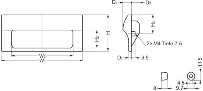Hochwertige rechteckige Griffmuschel aus robustem Kunststoff, Oberfläche: Schwarz, 110 mm (4,4″) HH-JS110-BL. Möbelgriff HH-JS110-BL für Blech, Holz, Schubkasten, Metallschrank, Holzschrank, Büromöbel, Schlafzimmermöbel, von Sugatsune / LAMP® (Japan) – Bild 3