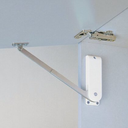 Hochwertiger Klappenhalter, HDS-30HL-WT, von Sugatsune, weiß, Ausführung: links. Anwendungsbeispiel