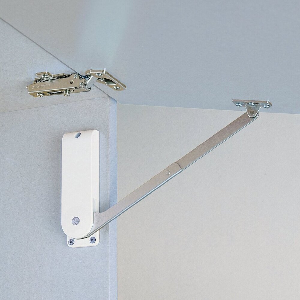 Hochwertiger Klappenhalter, Oberfläche: weiß, Ausführung: rechts, HDS-30MR-WT. Stabile Klappenstütze für Hochklappen, Küchenmöbel und vieles mehr, von Sugatsune / LAMP® (Japan) – Bild 4