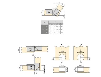 2 Stück Klappenscharnier Ankor GT-B, abnehmbar, aus Zinklegierung mit Abdeckkappen, Oberfläche: schwarz 1010817. Barfachscharnier aus Zinklegierung für Holzklappen, Möbelklappen, Holzdeckel, Barfach und viel mehr, von EMUCA – Bild 3