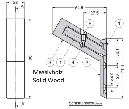 Hochwertiger Kleiderhaken mit Hakenspitze aus Massivholz, für Wandmontage, aus robustem und qualitativem Nussbaumholz, Tragkraft: 10 kg, PXB-WM05-111-WN. Massivholzhaken für Garderobe, Wohnzimmer und viel mehr, von Sugatsune / LAMP® (Japan) – Bild 3
