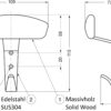 Hochwertiger Kleiderhaken mit Hakenspitze aus Massivholz, für Wandmontage, aus massivem rostfreiem Edelstahl, Tragkraft: 10 kg, SW-B-180. Massivholzhaken für Garderobe, Eingangsbereich, Wohnzimmer und viel mehr, von Sugatsune / LAMP® (Japan) – Bild 2