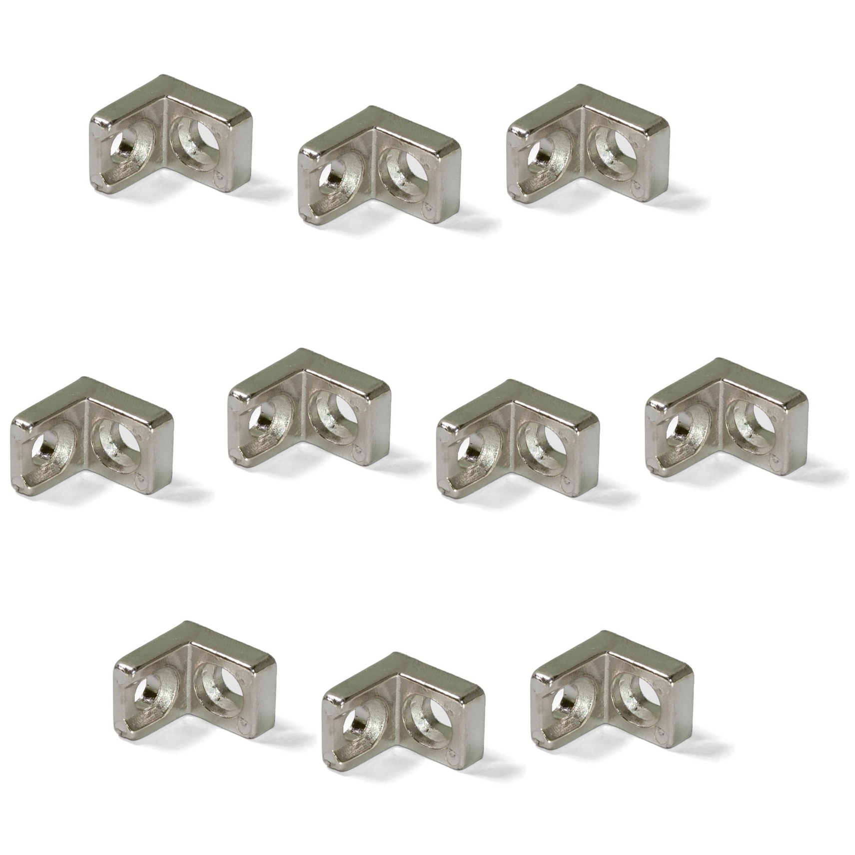 10 Stück kleine stabile Winkelverbinder aus massiver Zinklegierung,  Oberfläche: vernickelt, 20 mm (0,8″) 8072507. Montagewinkel E.FB.20 für