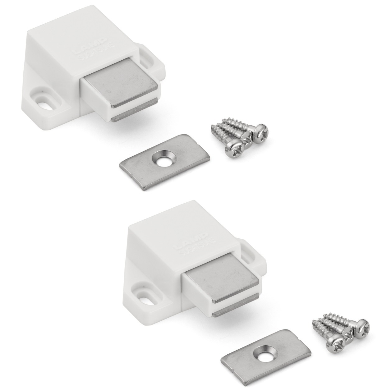 Kompakter Magnet-Druckschnäpper, inkl. Gegenplatte ML-30SW, 25 mm (63/64″) von Sugatsune, weiß. Produktbild