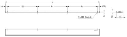 Langer Möbelgriff aus robuster Aluminiumlegierung, Oberfläche: eloxiert, 180 mm (7,1″) AOT35-180. Türgriff AOT35-180 für Schublade, Möbeltür, Küchenschrank, Büroschrank und viel mehr, von Sugatsune / LAMP® (Japan) – Bild 2