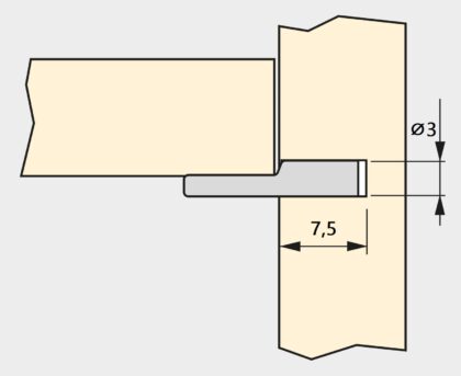 Hochwertiger Löffelbodenträger 8049707 von EMUCA, vernickelt. Montagezeichnung