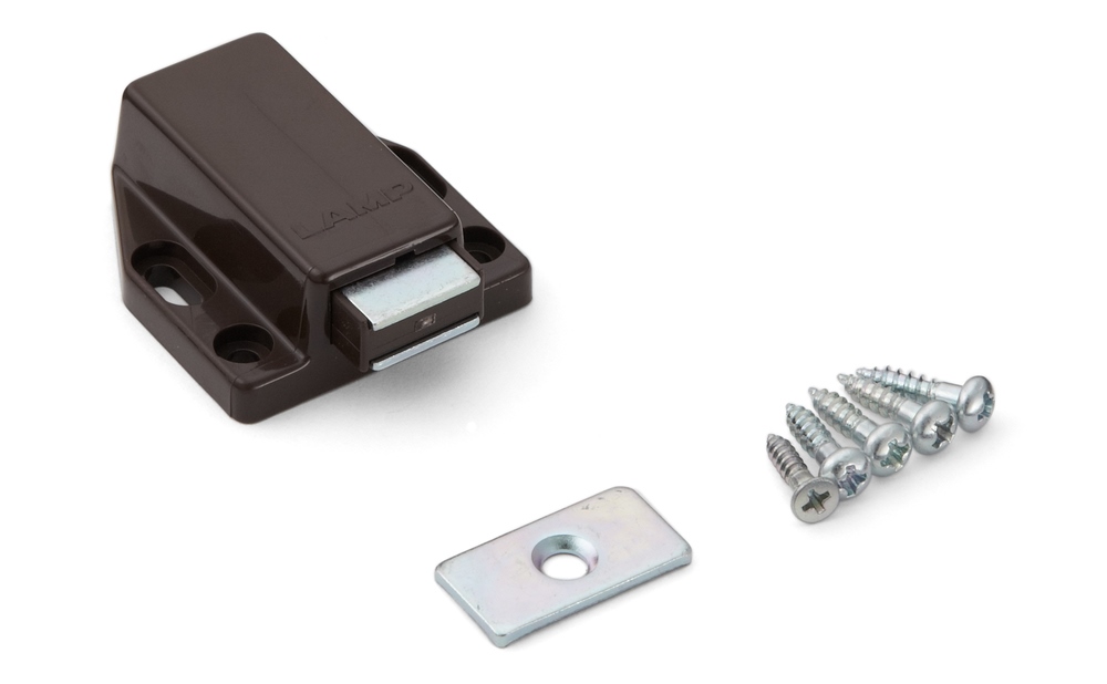 2 Stück hochwertiger Magnet-Druckschnäpper, inkl. Gegenplatte, Oberfläche: braun, 38 mm (1-1/2″), ML-80BR. Push-to-open Türöffner für Möbeltüren, Schranktüren und vieles mehr, von Sugatsune / LAMP® (Japan) – Bild 5