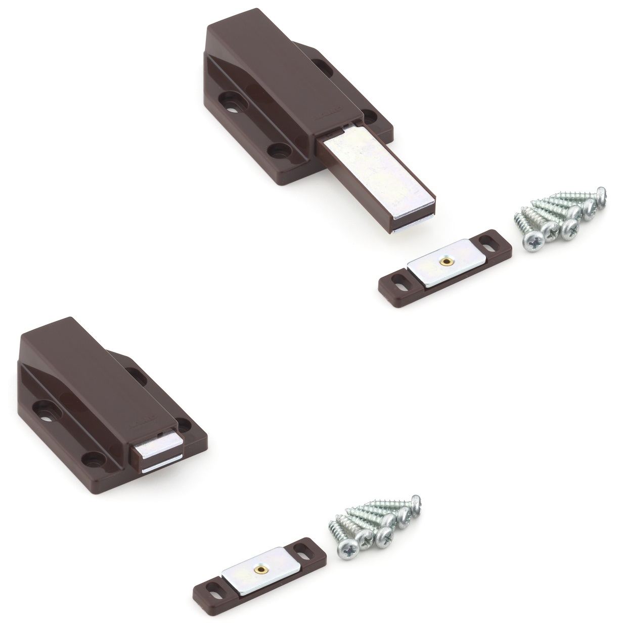 2 Stück Magnet-Druckschnäpper, inkl. Gegenplatte ML-120BR, 38 mm (1-1/2″) von Sugatsune, braun, Ausführung: mit langem Stößel. Produktbild