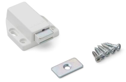 Hochwertiger Magnet-Druckschnäpper, inkl. Gegenplatte ML-80W, 38 mm (1-1/2″) von Sugatsune, weiß. Im geschlossenen Zustand