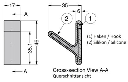 Starker Magnethaken, mit Silikon beschichtet, Oberfläche: Marineblau, 46 mm (1,9″), PXB-GN05M-101-NB. Silikonhaken für Kühlschrank, Magnettafel, Schlüsselwand, Spind, Metallschrank, Metallwand und viel mehr, von Sugatsune / LAMP® (Japan) – Bild 2
