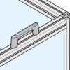 Hochwertiger massiver Gerätegriff aus Zinklegierung (ZDC), verchromt, satiniert matt mit grauen Abdeckkappen, 125 mm (5″) KMH-100-GR. Maschinengriff KMH-100-GR für Industrieschrank, Produktionsanlage, Maschinenbau, von Sugatsune / LAMP® (Japan) – Bild 4