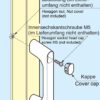 Hochwertiger massiver Gerätegriff aus Zinklegierung (ZDC), verchromt, satiniert matt mit grauen Abdeckkappen, 125 mm (5″) KMH-100-GR. Maschinengriff KMH-100-GR für Industrieschrank, Produktionsanlage, Maschinenbau, von Sugatsune / LAMP® (Japan) – Bild 3