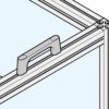 Hochwertiger massiver Gerätegriff aus Zinklegierung (ZDC), verchromt, satiniert matt mit weißen Abdeckkappen, 125 mm (5″) KMH-100-WT. Maschinengriff KMH-100-WT für Industrieschrank, Produktionsanlage, Maschinenbau, von Sugatsune / LAMP® (Japan) – Bild 4