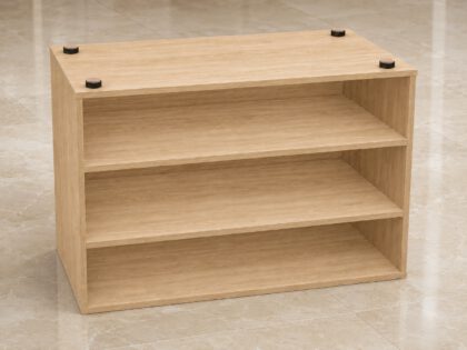 Robuster Möbelversteller, B573-25-BK, Durchmesser: ⌀25 mm, von Kojima, Tragkraft: 600 kg (1323 lbs), schwarz, Ausführung: mit Filzauflage. Anwendungsbeispiel am Schrank