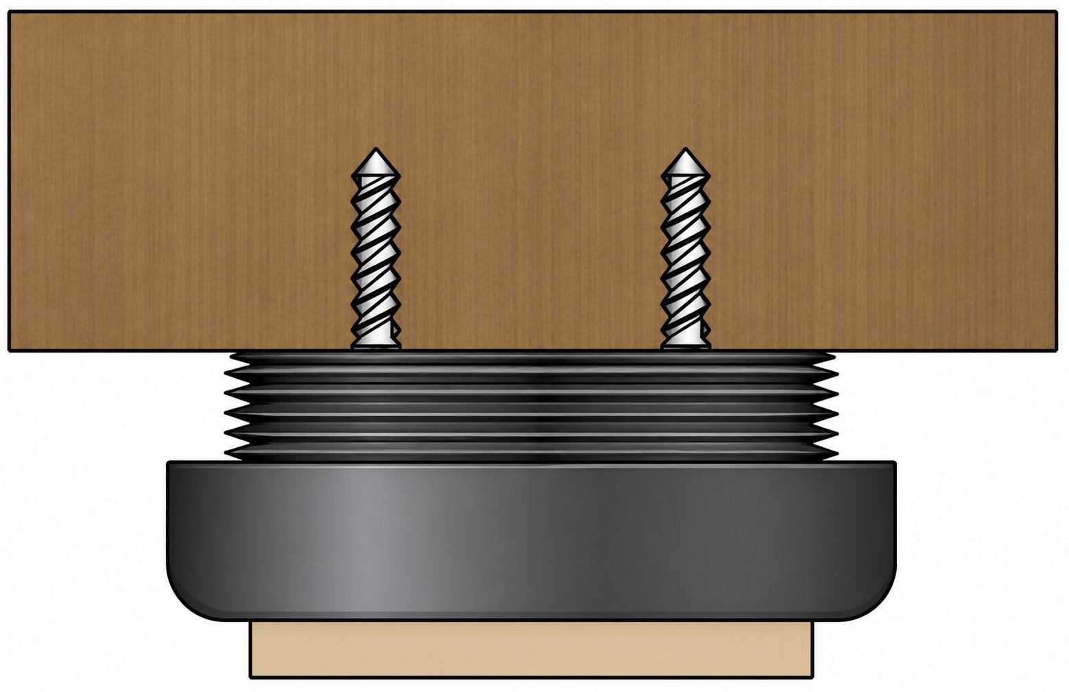 4 Stück robuster Möbelversteller, Tragkraft: 600 kg (1323 lbs), Oberfläche: schwarz, ⌀25 mm (63/64″), Ausführung: mit Filzauflage, B573-25-BK. Verstellfuß für Möbel, Tisch, Schrank, Tischbeine und vieles mehr, von Kojima (Japan) – Bild 3