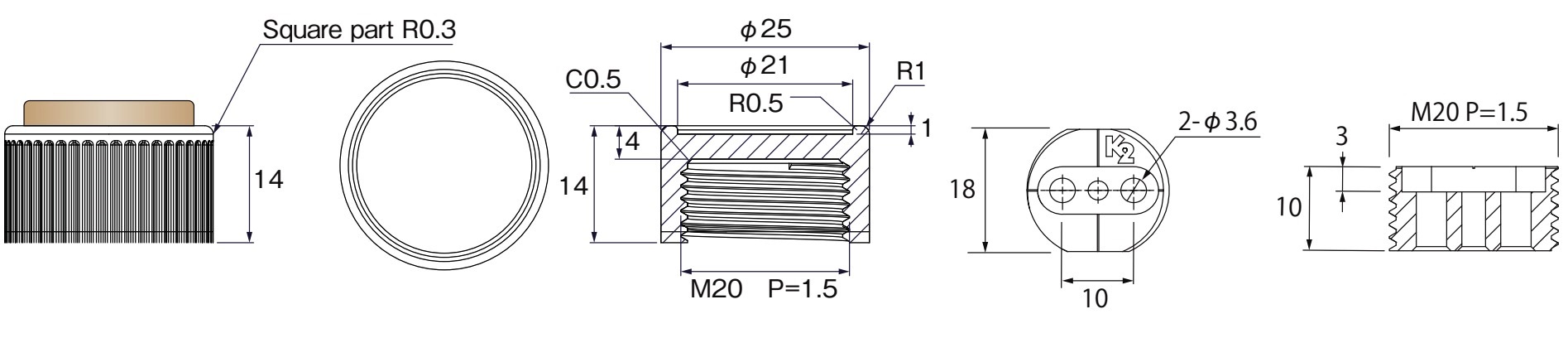 4 Stück robuster Möbelversteller, Tragkraft: 600 kg (1323 lbs), Oberfläche: schwarz, ⌀25 mm (63/64″), Ausführung: mit Filzauflage, B573-25-BK. Verstellfuß für Möbel, Tisch, Schrank, Tischbeine und vieles mehr, von Kojima (Japan) – Bild 2