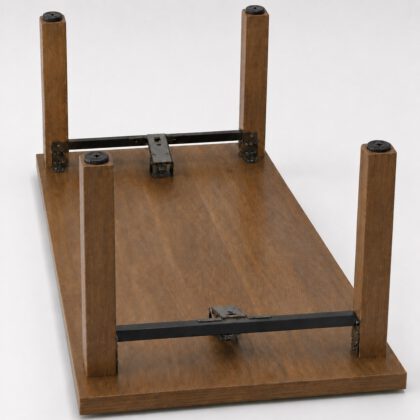 Robuster Möbelversteller, B572-25-BL, Durchmesser: ⌀25 mm, von Kojima, Tragkraft: 600 kg (1323 lbs), schwarz, Ausführung: mit Kreuzschlitzaufnahme für Schraubendreher. Anwendungsbeispiel am Tisch
