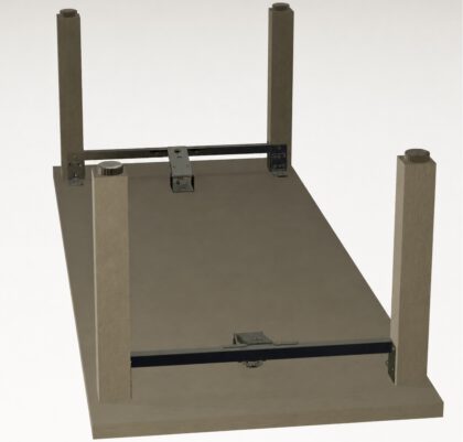 Robuster Möbelversteller, B571-19-BK, Durchmesser: ⌀19 mm, von Kojima, Tragkraft: 400 kg (882 lbs), schwarz, Ausführung: Standard. Anwendungsbeispiel an einem Tisch